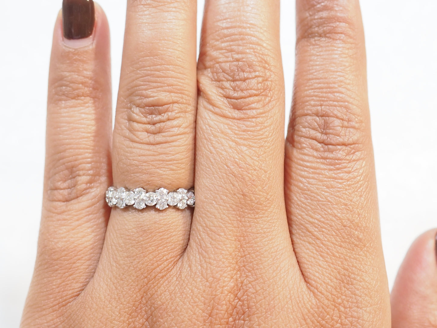Demi alliance en or blanc et diamants 1ct
