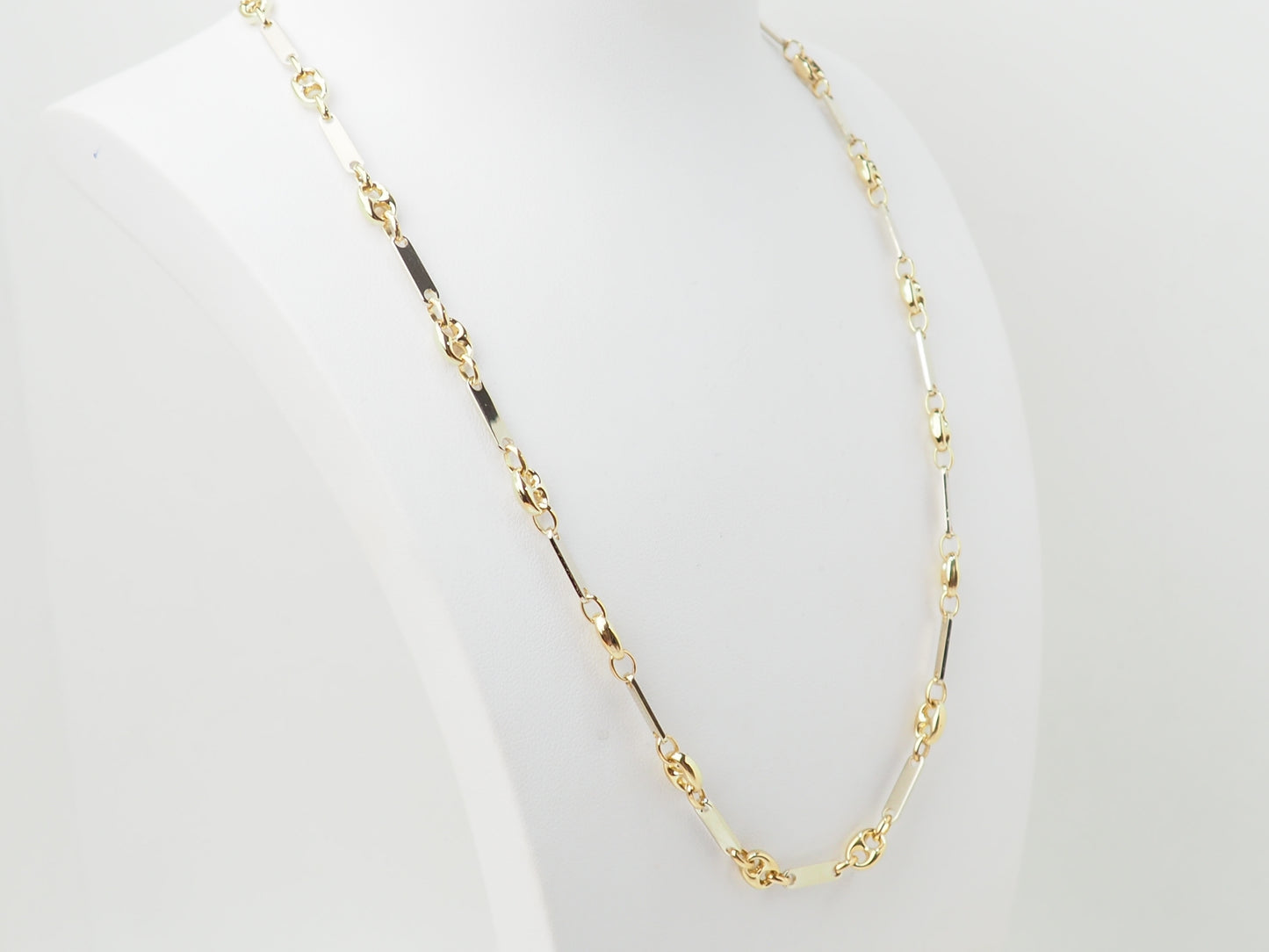 Collier grain de café or jaune et blanc
