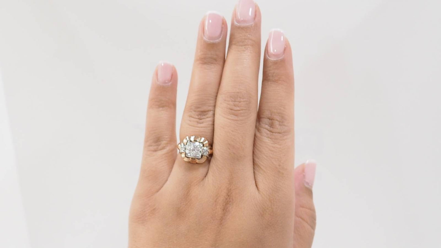 Bague Tank en or jaune et diamants