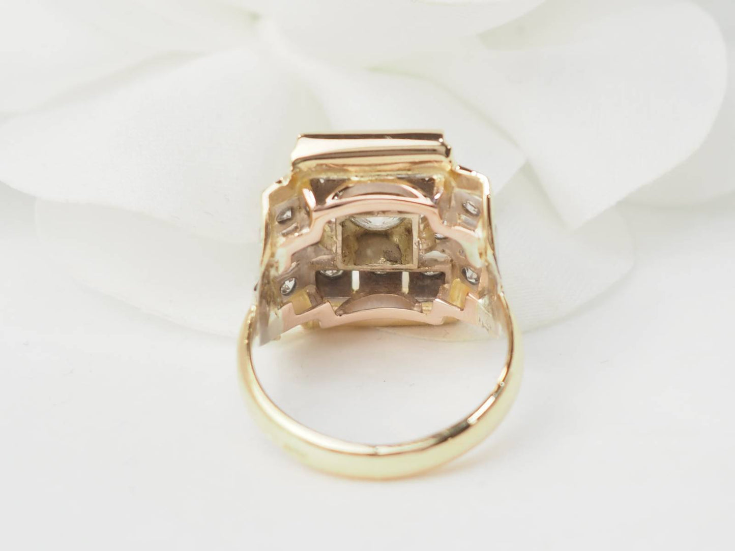 Bague Tank en or jaune et diamants