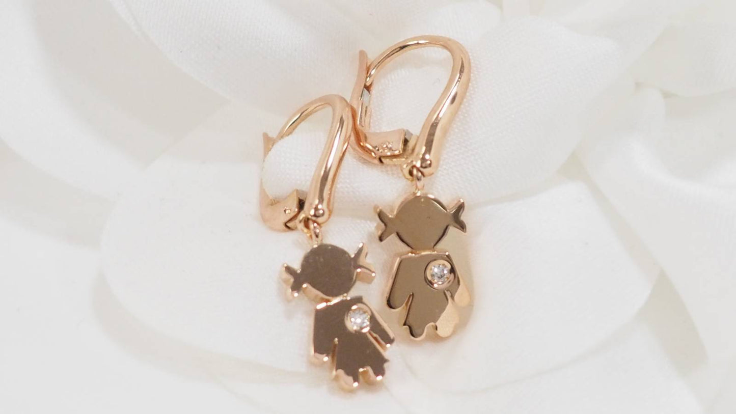 Boucles d'oreilles en or rose et diamants