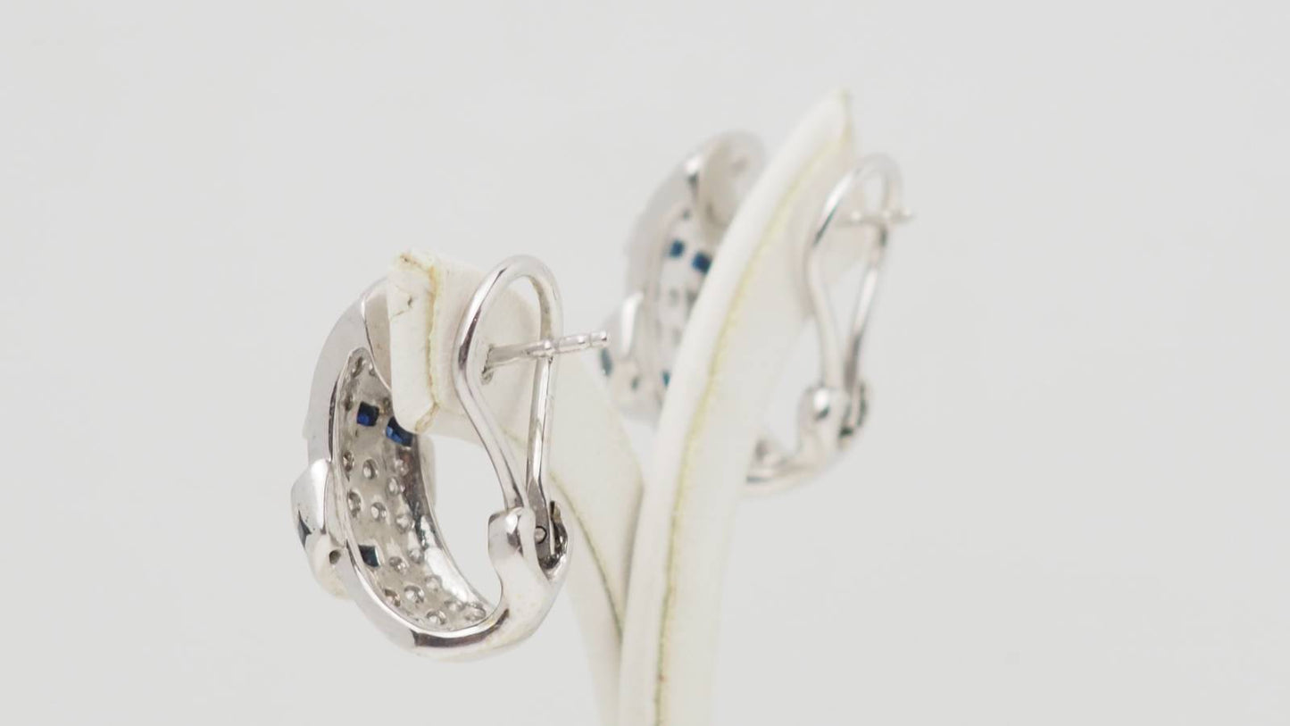 Boucles d'oreilles en or blanc, saphirs et diamants