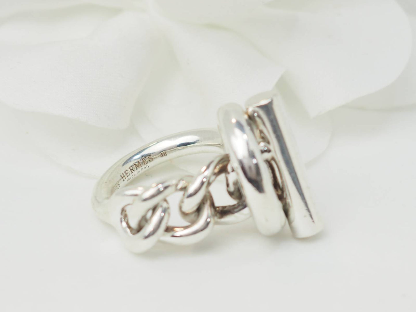 Bague Hermès croisette GM en argent