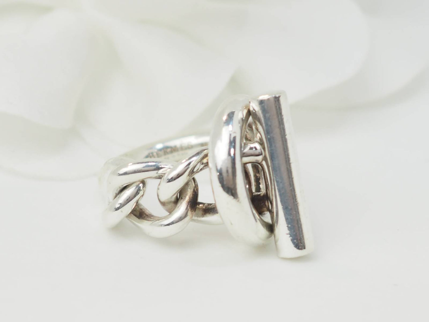 Bague Hermès croisette GM en argent