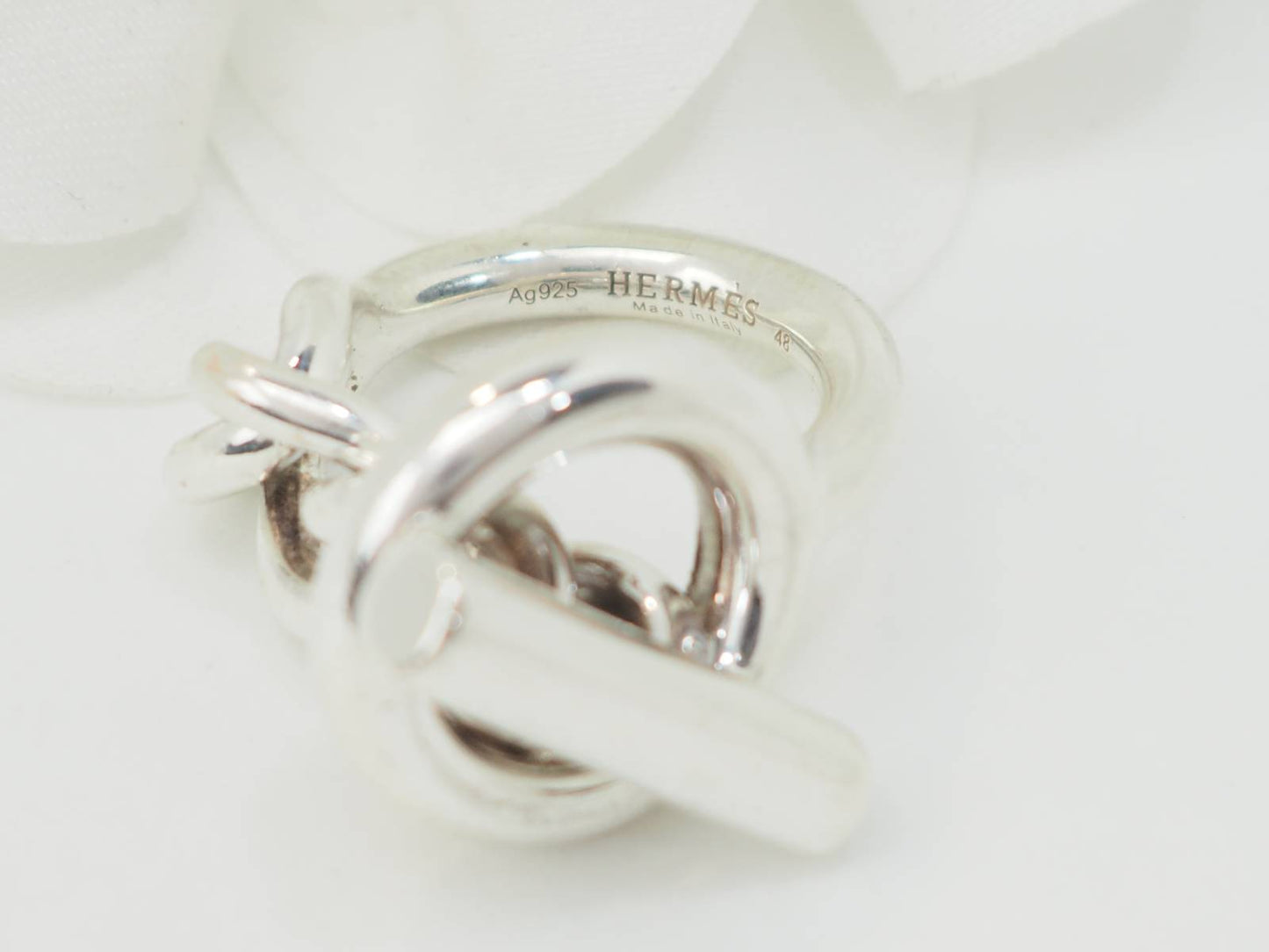 Bague Hermès croisette GM en argent