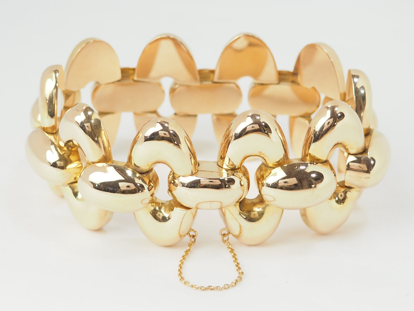 Important Bracelet Tank années 40 en or rose