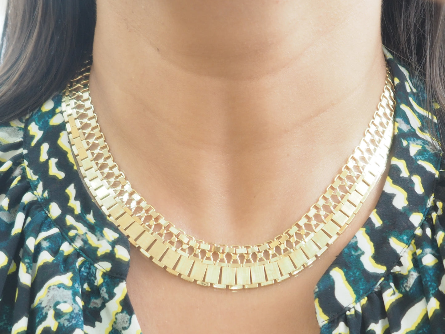 Collier ancien maille plate en or jaune