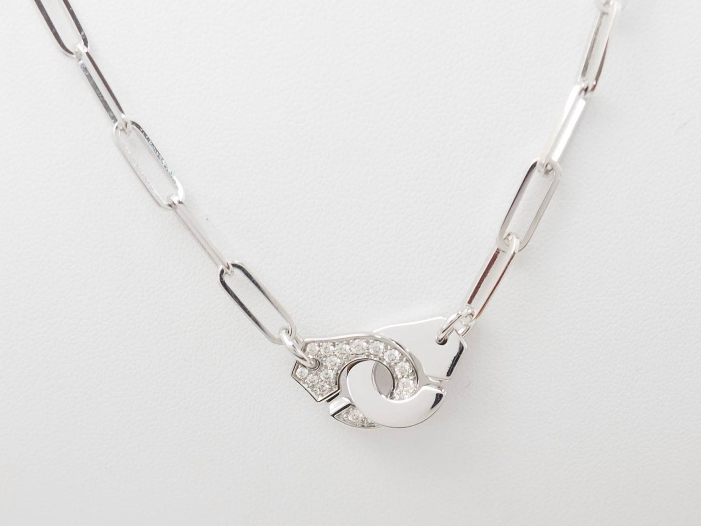 Collier Dinh Van Menottes R12 Or Blanc et Diamants