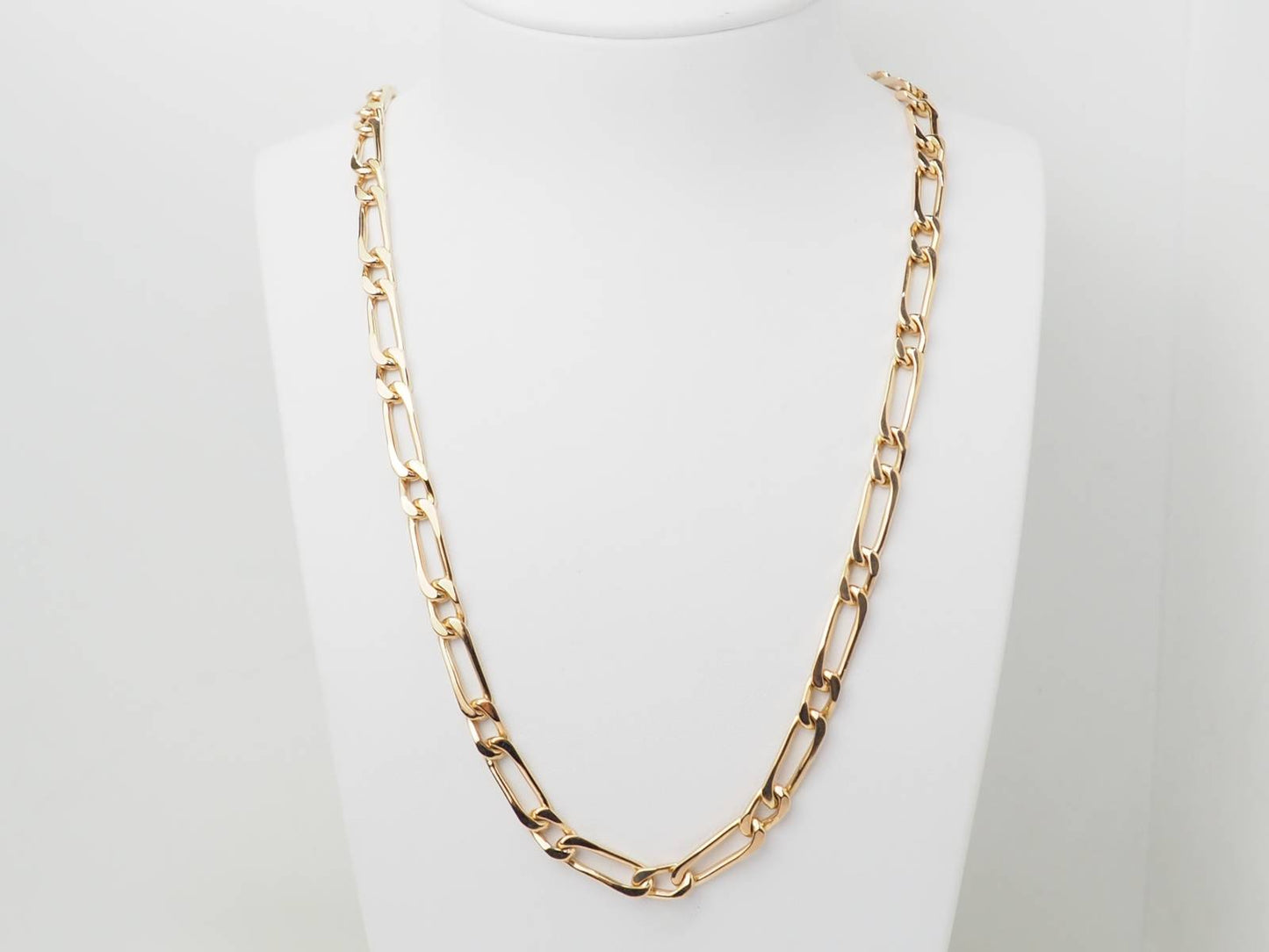 Collier chaîne maille figaro alternée en or jaune