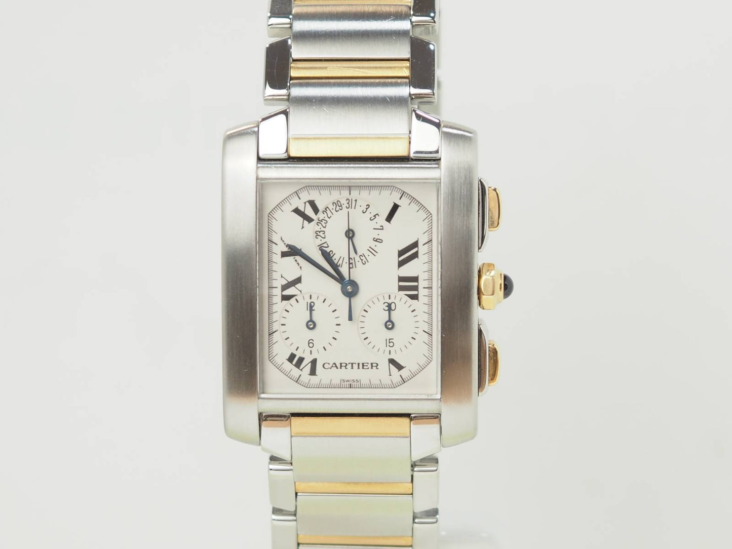 Montre Cartier Tank Française GM en or et acier