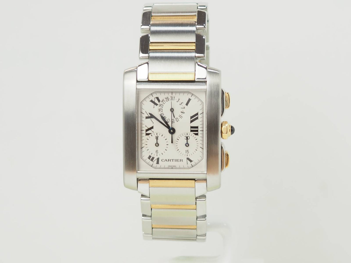 Montre Cartier Tank Française GM en or et acier