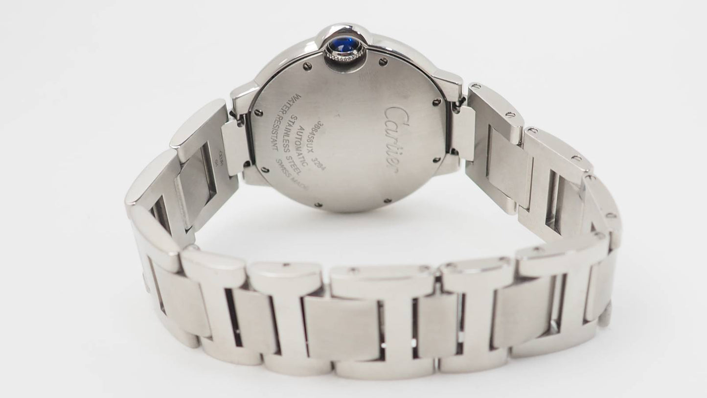 Montre Ballon Bleu Cartier automatique en acier et diamants