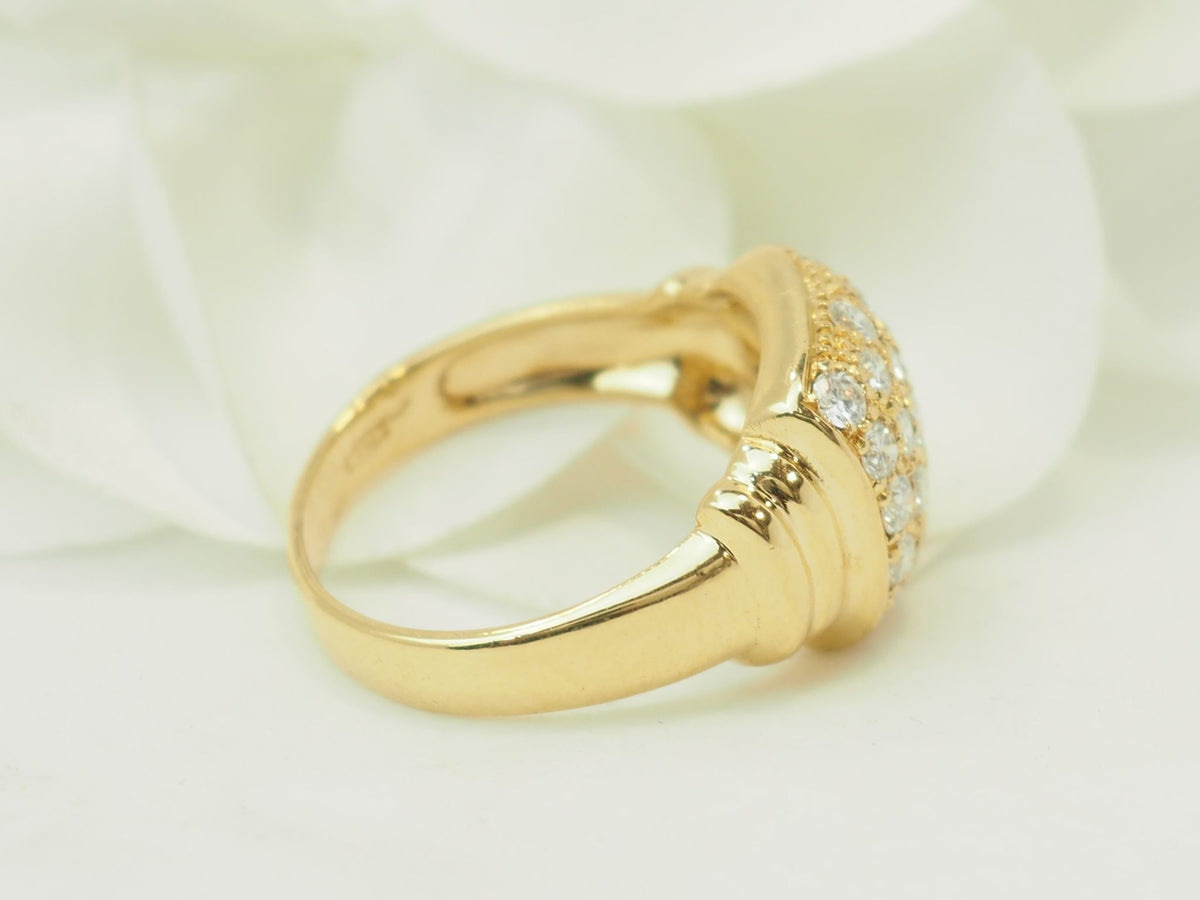 Bague vintage L'Aurore en or jaune 18 carats avec pavage de diamants taille brillant de 0,90 carat