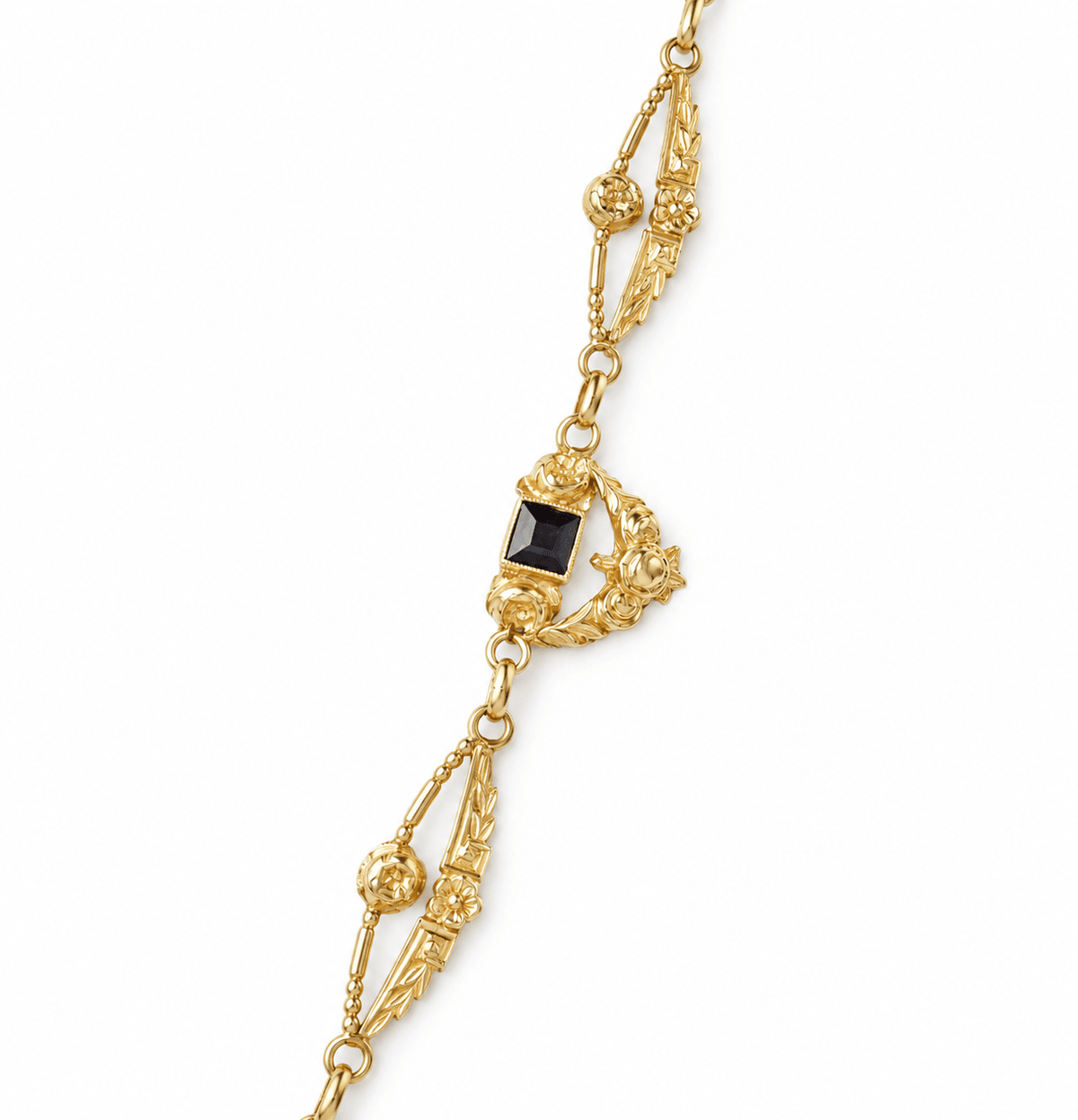 Collier Art Nouveau draperie en or jaune et saphirs