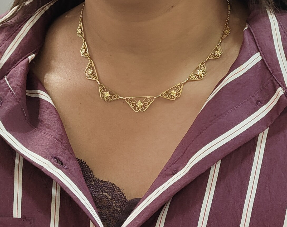 Collier draperie Fin XIXème en or jaune