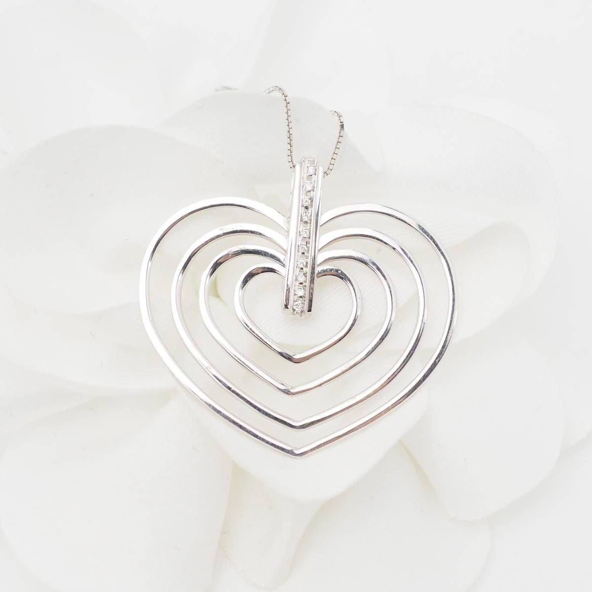 Pendentif cœur diamants or blanc 18 kt – Collier occasion Marseille