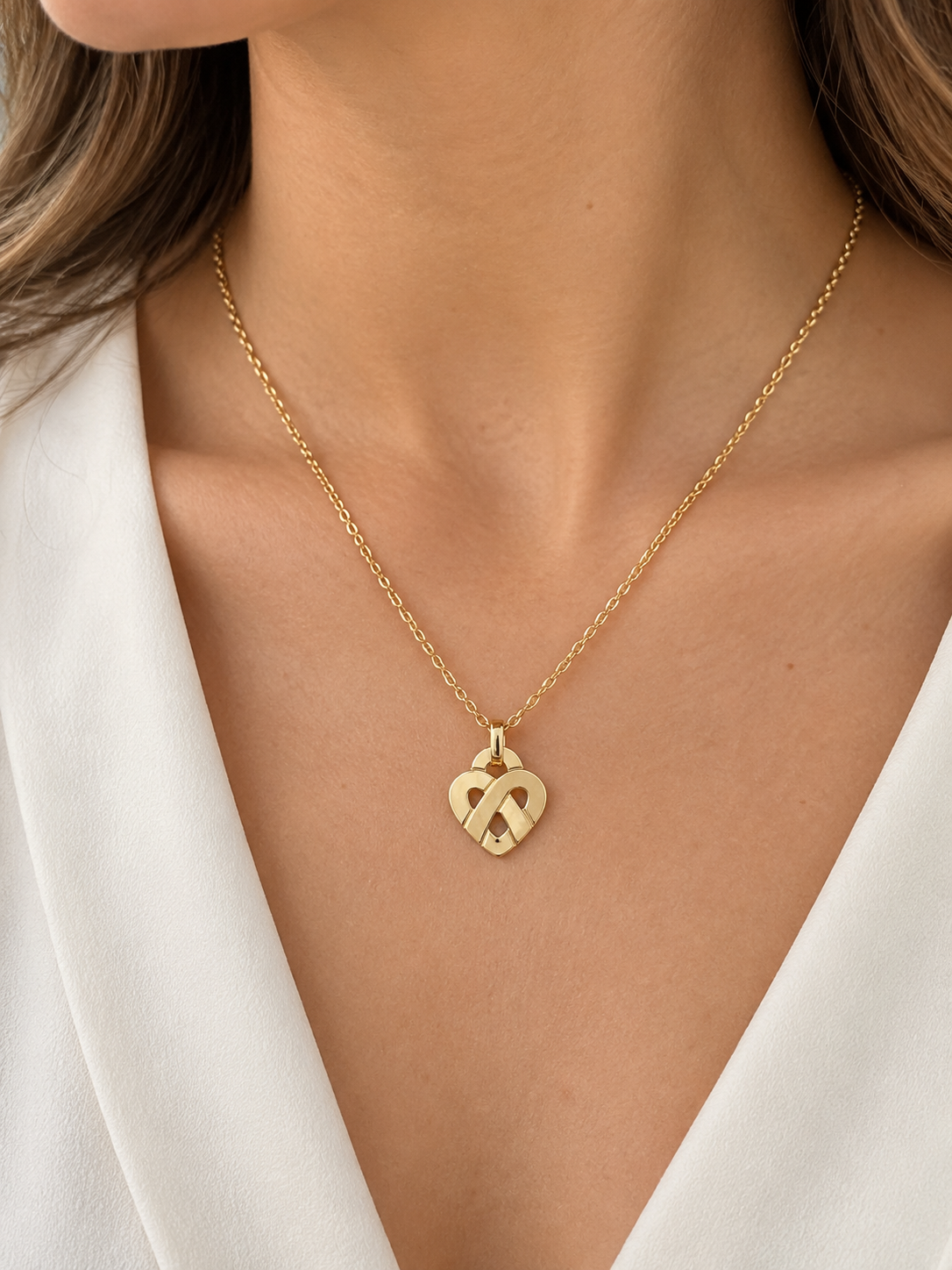 Collier Pendentif Poiray Cœur Entrelacé Petit Modèle en or jaune