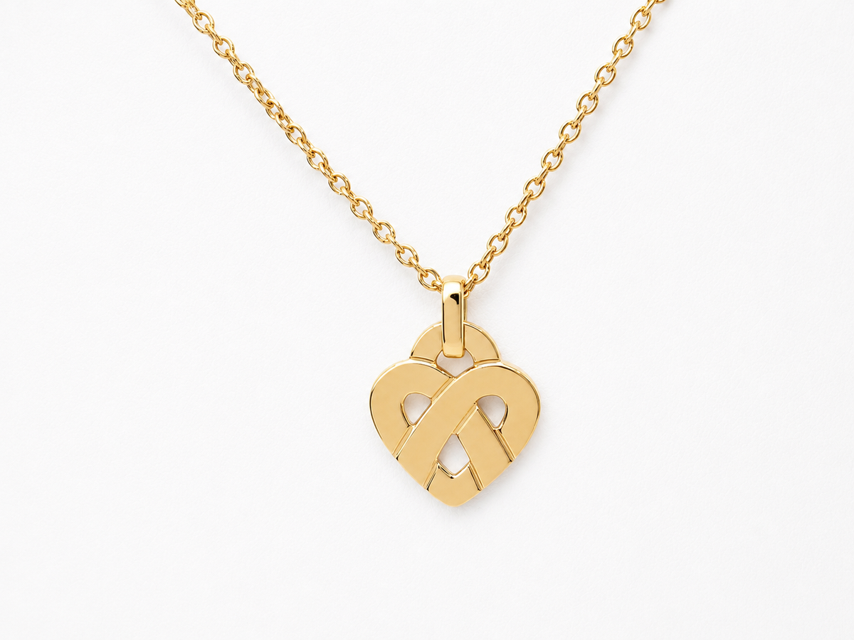 Collier Pendentif Poiray Cœur Entrelacé Petit Modèle en or jaune