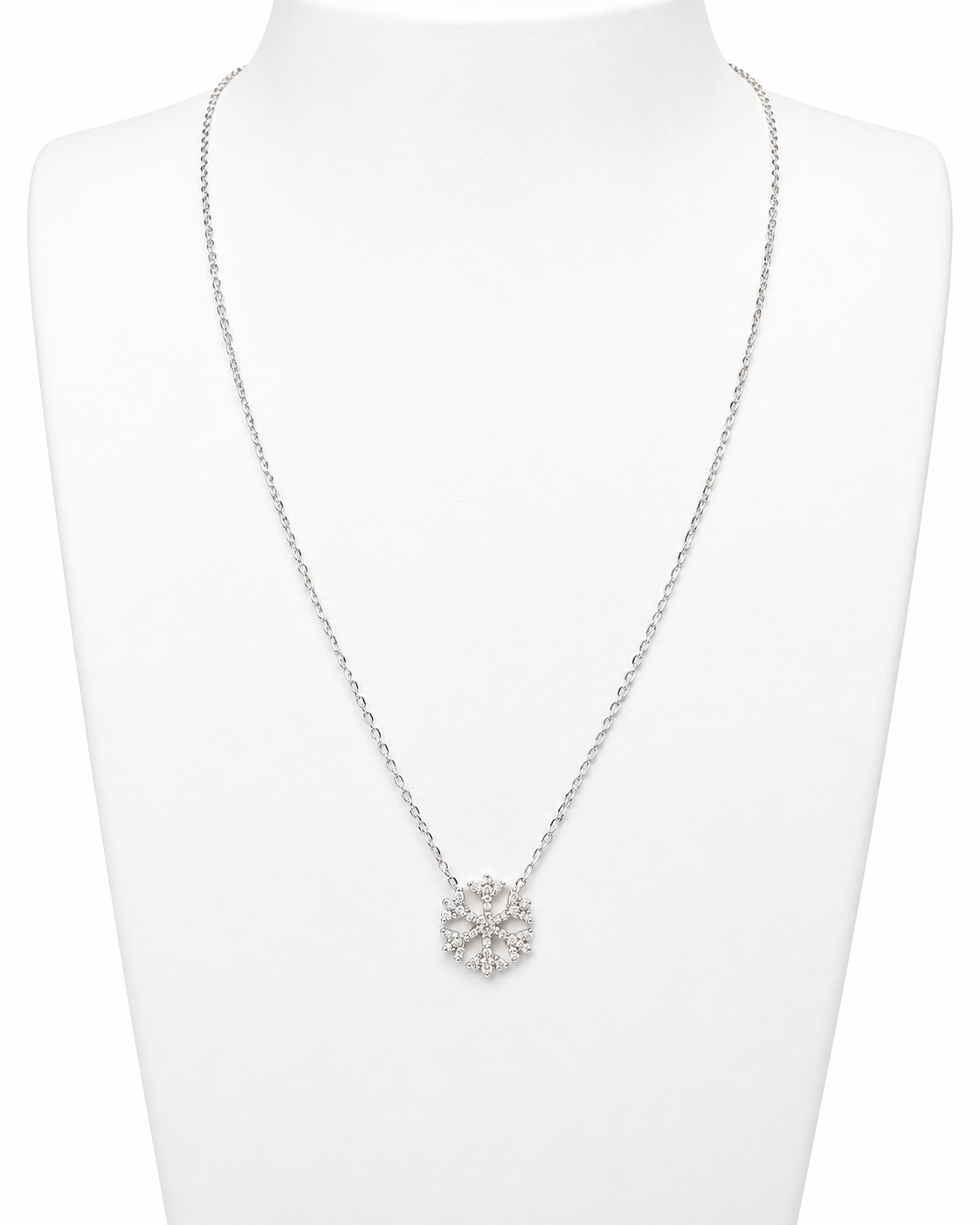 Collier flocon de neige or blanc 18 carats diamants 0,30 ct