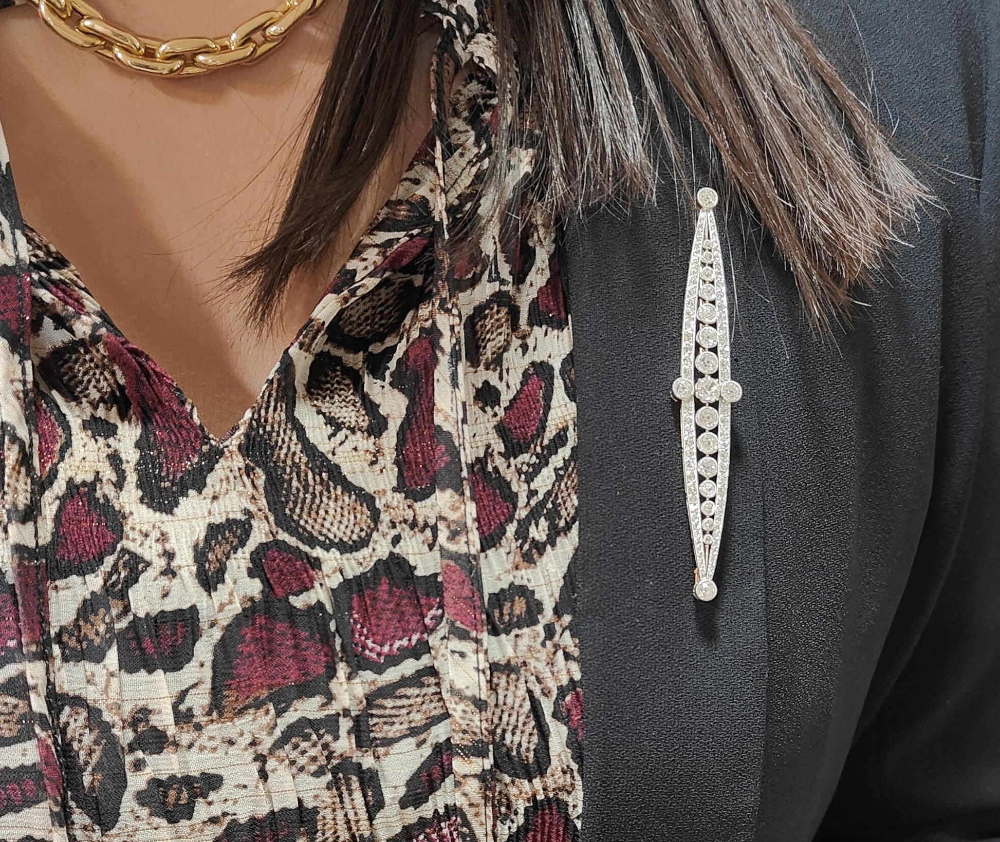  broche Art Déco en or jaune platine et diamants