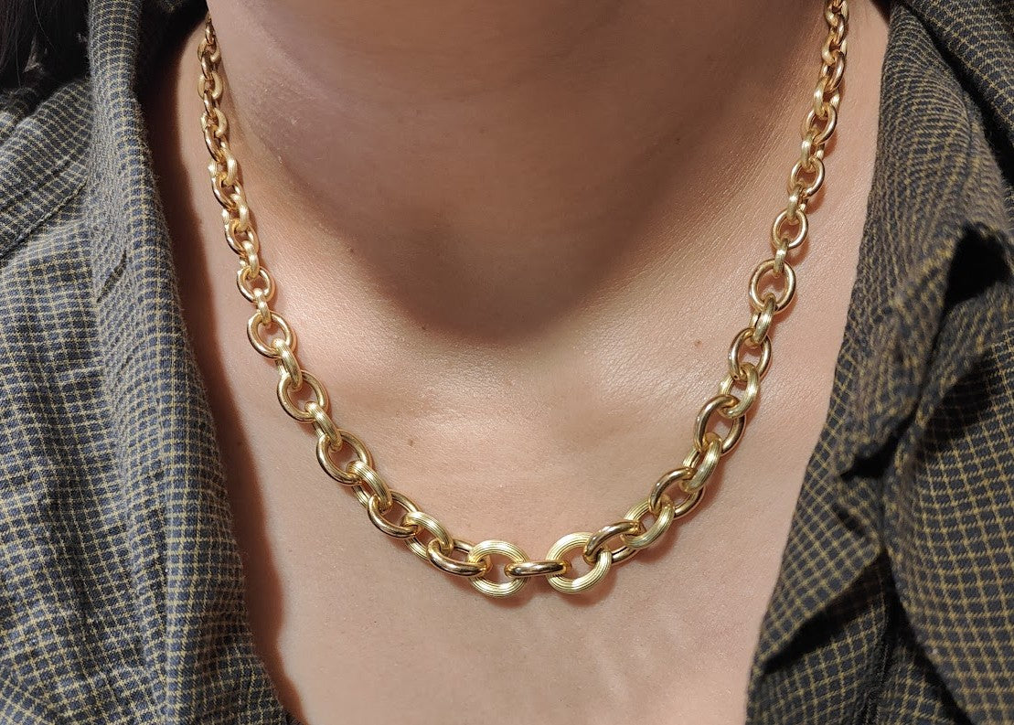 Chaîne maille ronde en chute – Or jaune