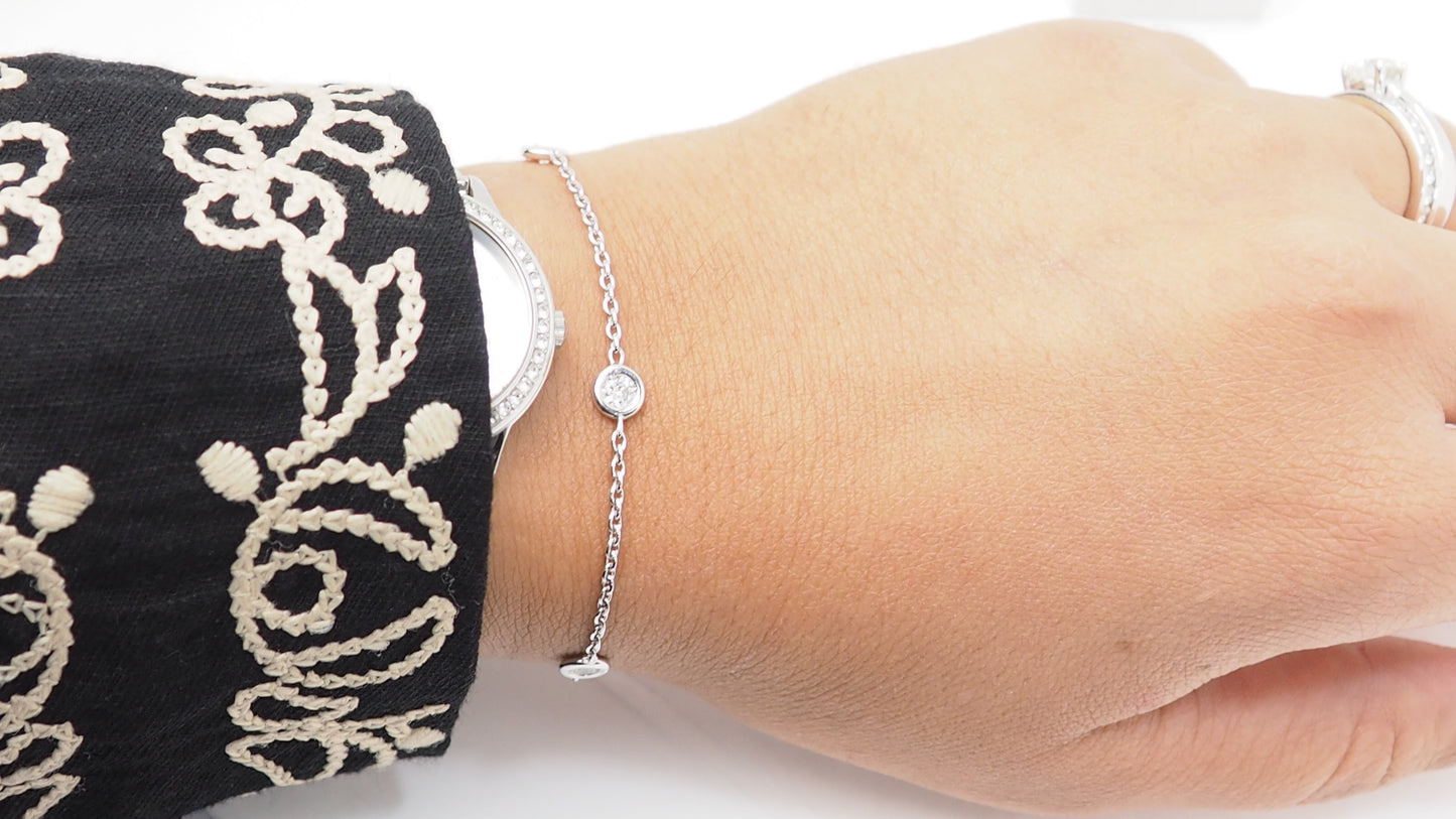 Bracelet souple en or blanc et diamants