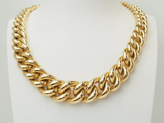 Collier ras de cou en or jaune 18 carats – Maille gourmette bombée – 62,50 g