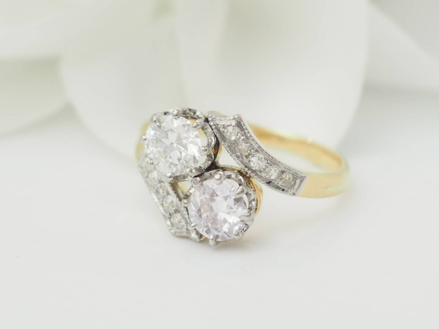 Bague Toi et Moi en or jaune et diamants