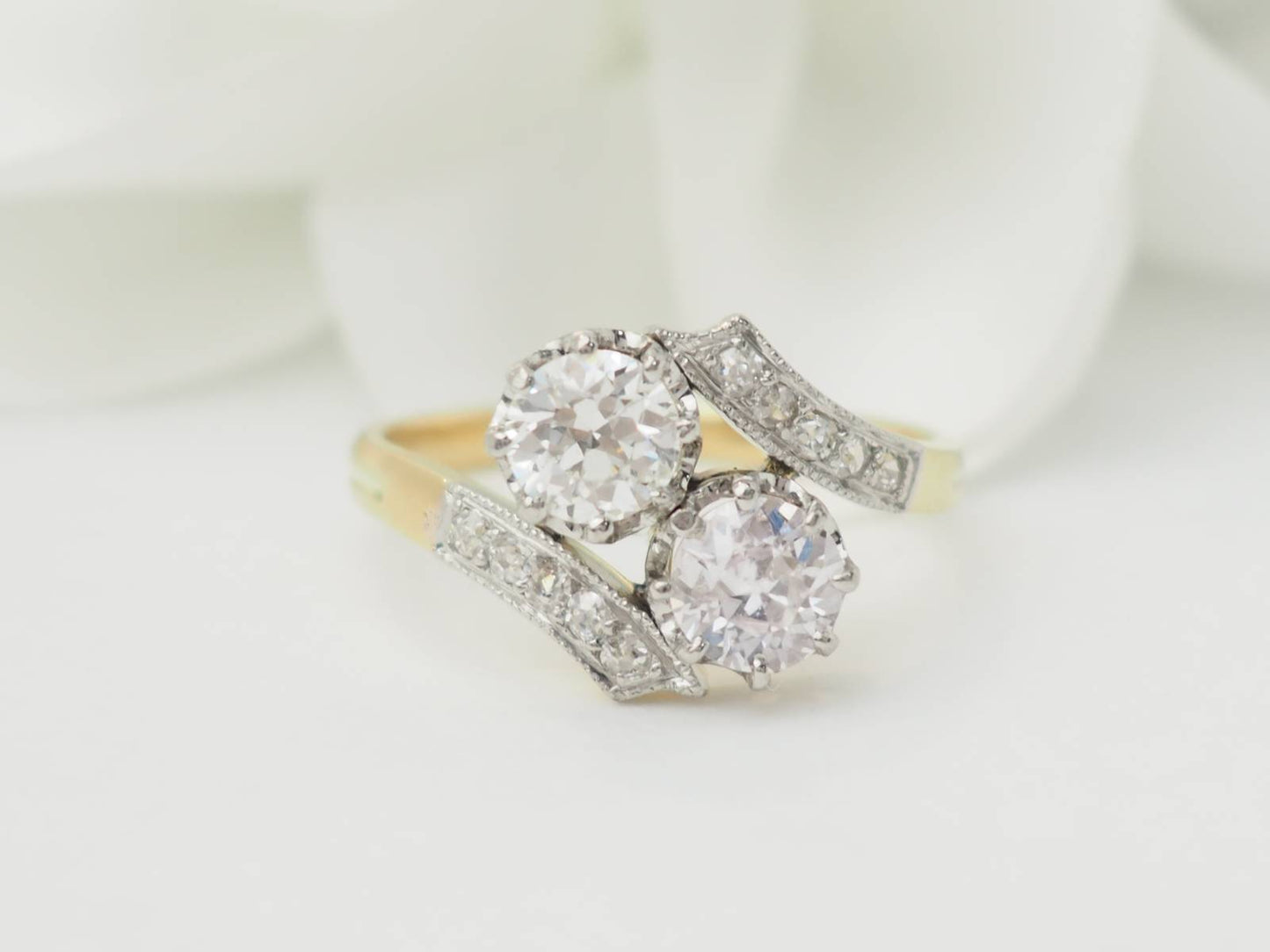 Bague Toi et Moi en or jaune et diamants