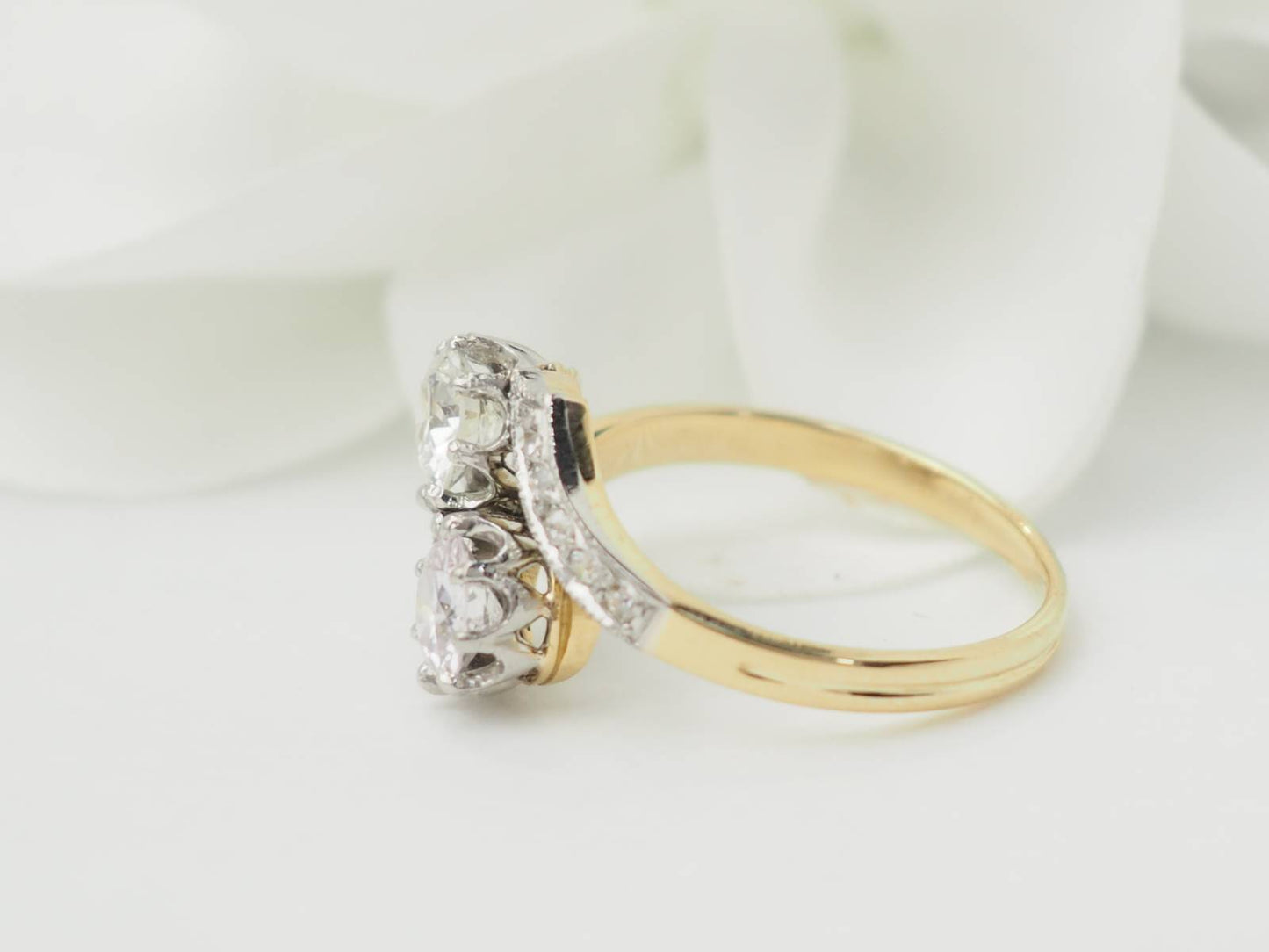 Bague Toi et Moi en or jaune et diamants