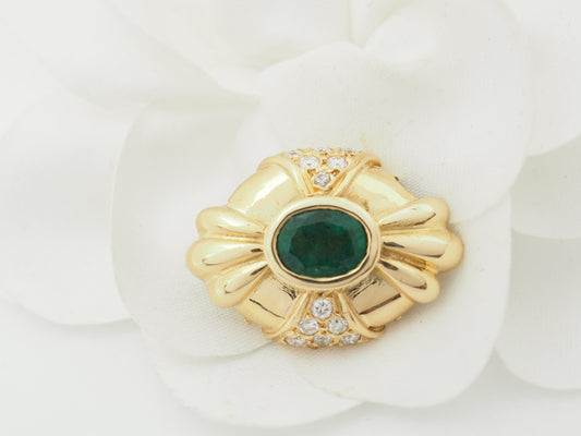 Pendentif émeraude naturelle et diamants en or 750 – Bijouterie Marseille