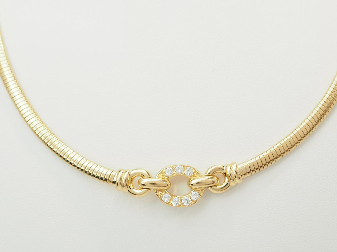 Collier Tubogas ras-de-cou en or jaune 18 carats et diamants