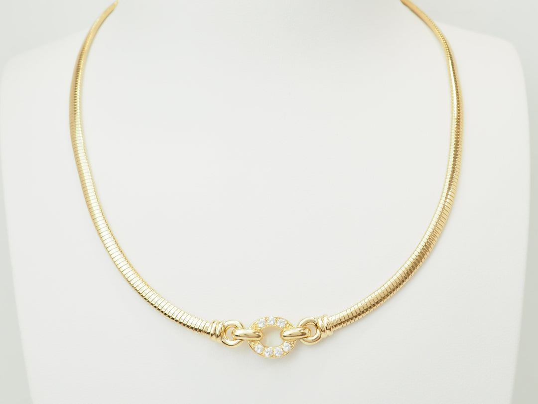 Collier Tubogas ras-de-cou en or jaune 18 carats et diamants