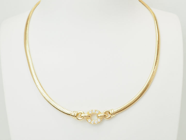 Collier Tubogas ras-de-cou en or jaune 18 carats et diamants
