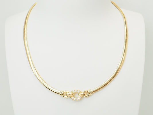 Collier Tubogas ras-de-cou en or jaune 18 carats et diamants