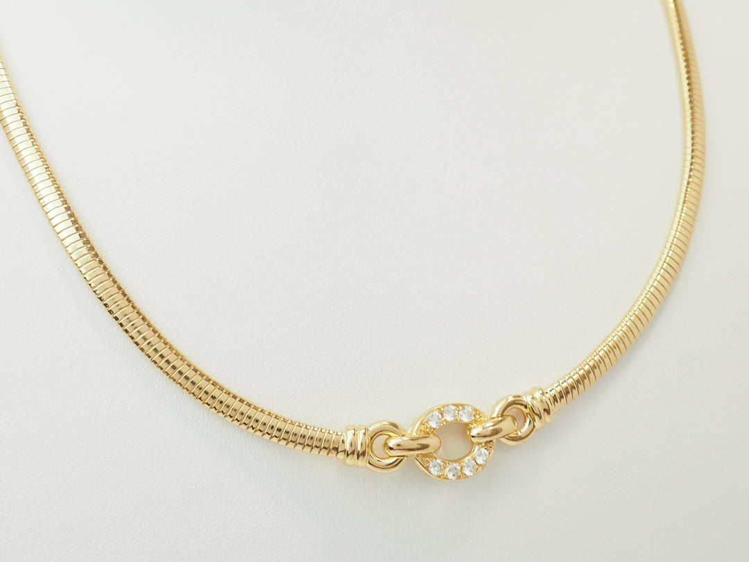 Collier Tubogas ras-de-cou en or jaune 18 carats et diamants