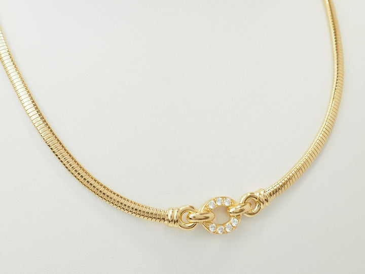 Collier Tubogas ras-de-cou en or jaune 18 carats et diamants
