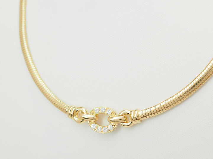 Collier Tubogas ras-de-cou en or jaune 18 carats et diamants