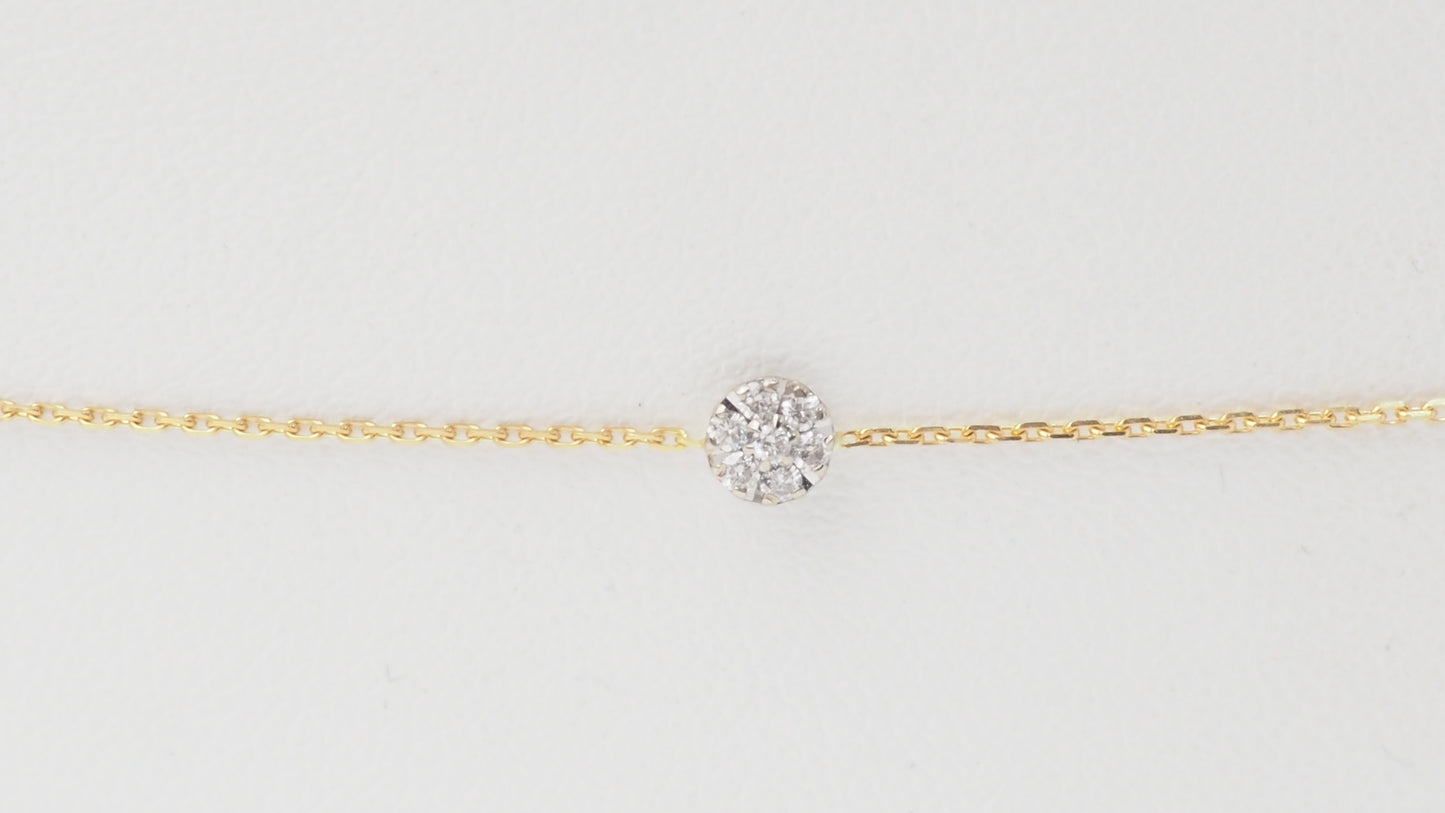 Bracelet souple en or jaune et diamants