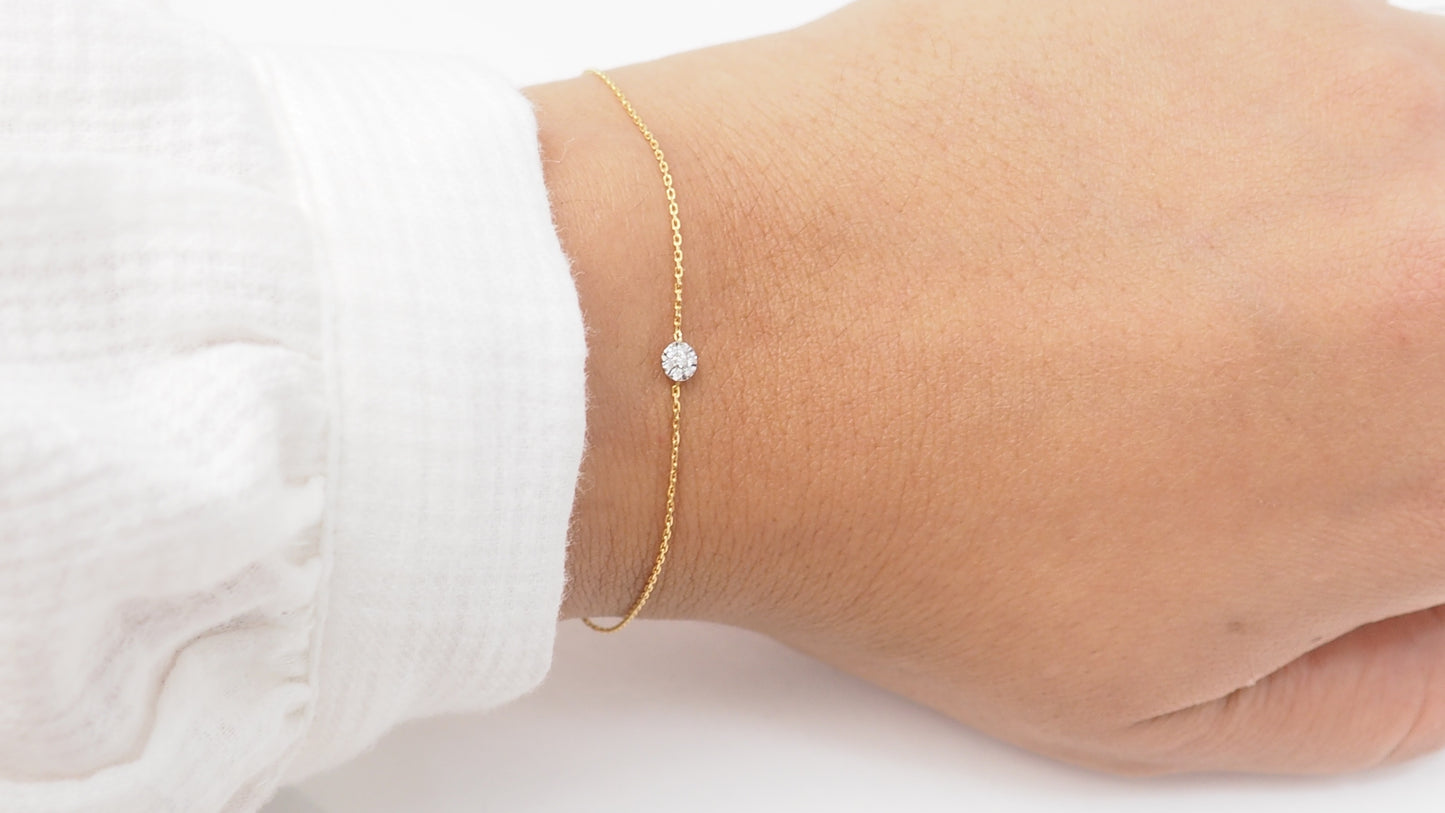 Bracelet souple en or jaune et diamants