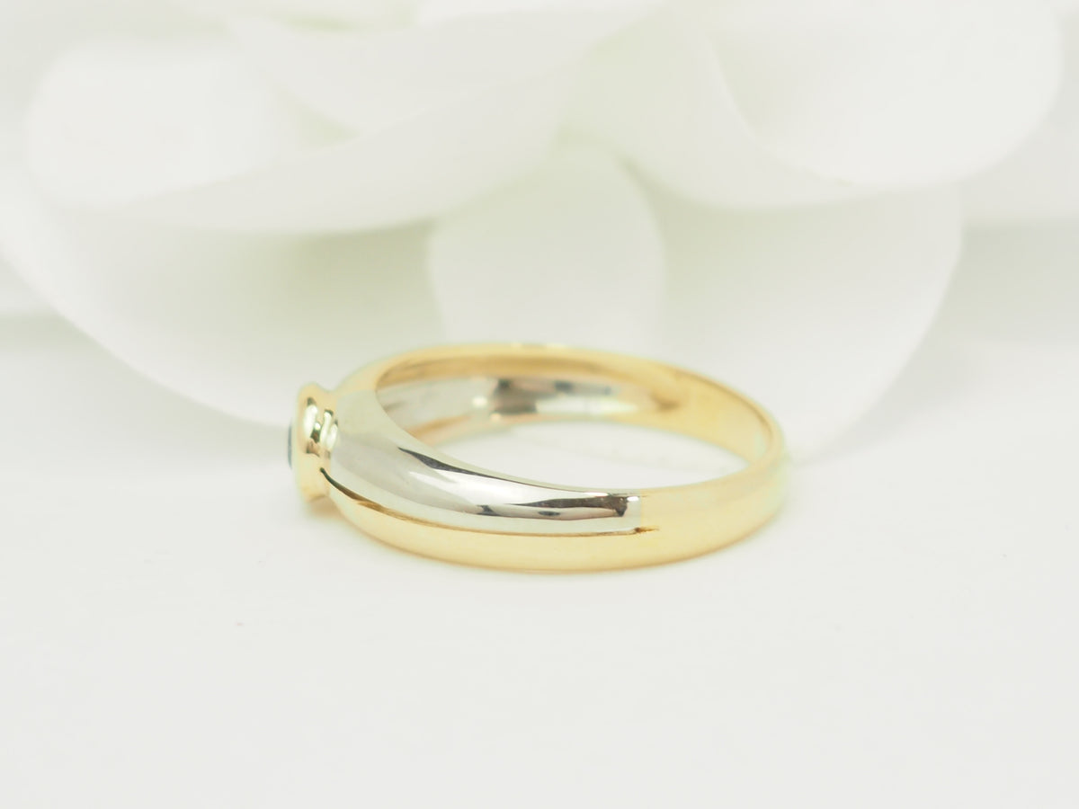 Bague vintage saphir en or jaune et blanc 18 kt