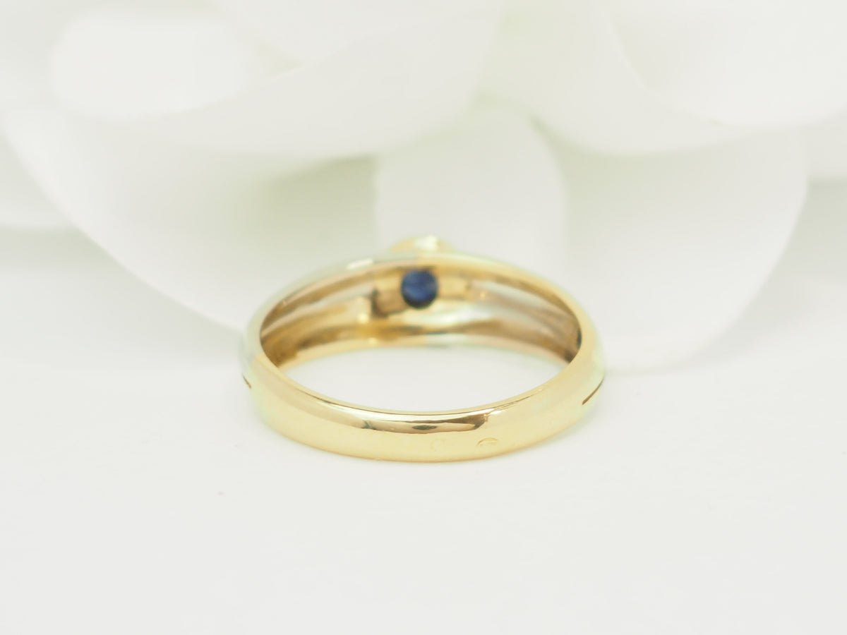 Bague vintage saphir en or jaune et blanc 18 kt