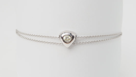 Bracelet coeur en or blanc et diamants