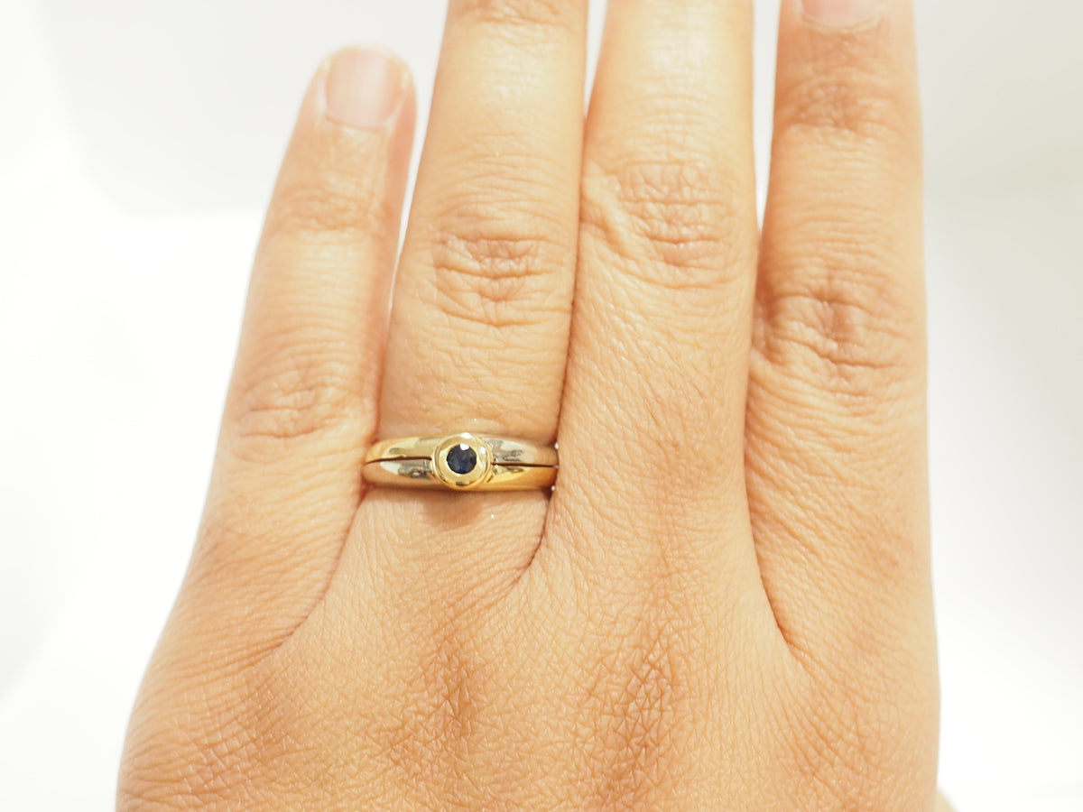 Bague vintage saphir en or jaune et blanc 18 kt