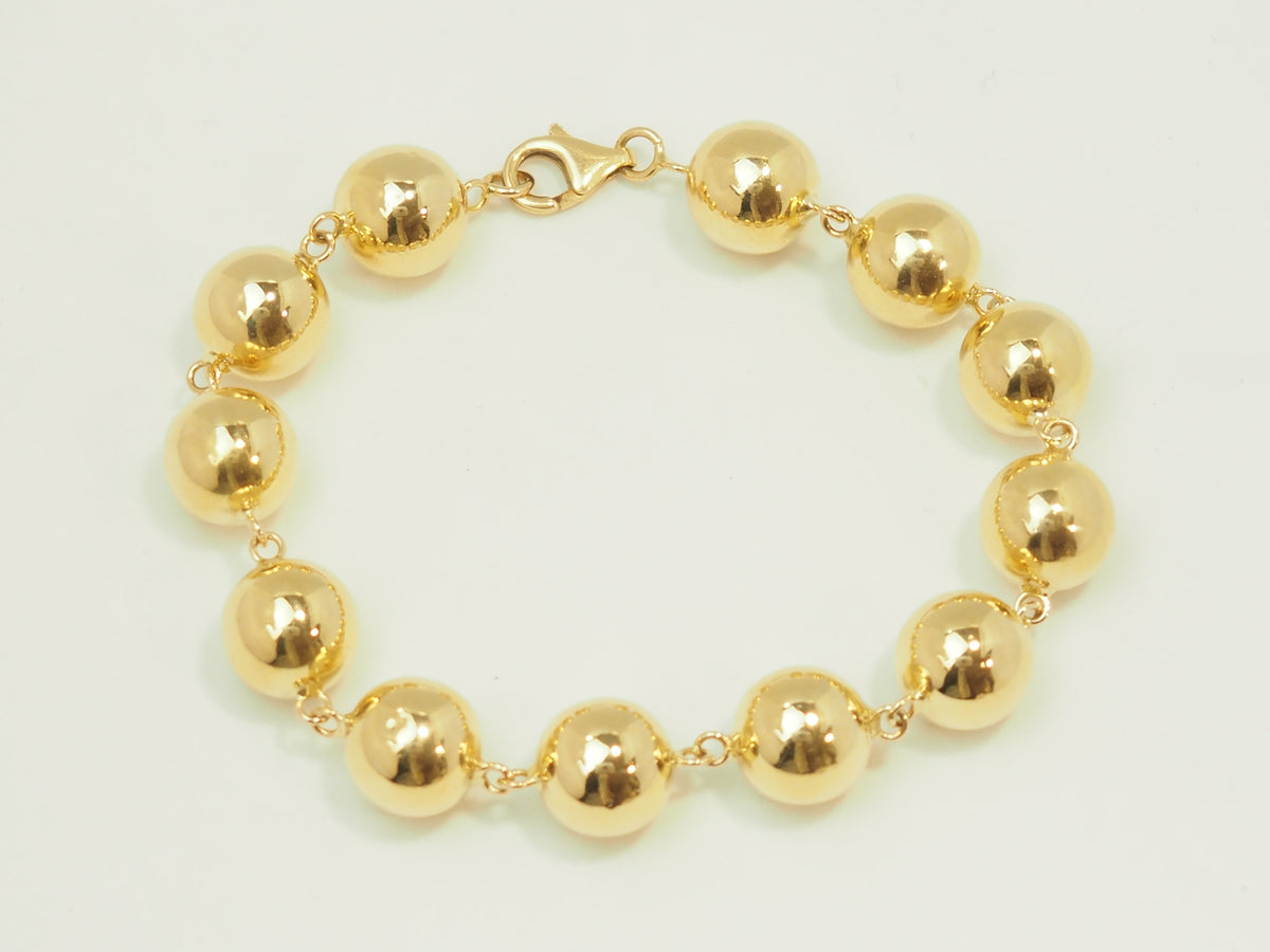 Bracelet marseillais en or jaune 18 kt, boules 12 mm