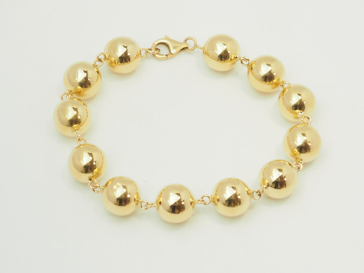 Bracelet marseillais en or jaune 18 kt, boules 12 mm