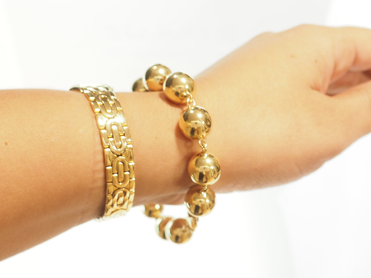 Bracelet marseillais en or jaune 18 kt, boules 12 mm