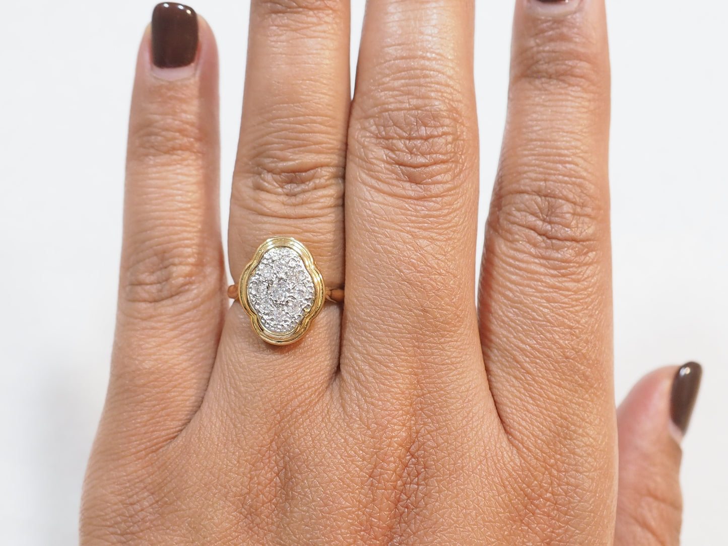 Bague vintage en or jaune et diamants
