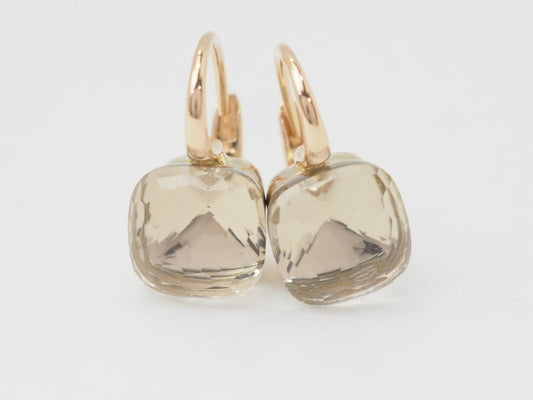 Boucles d'oreilles Pomellato en or rose et Topazes blanches