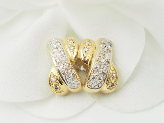 Boucles d'oreilles vintage en or bicolore et diamants